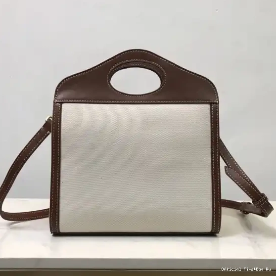Official FirstBag Ru Pocket BURBERRY Mini Leather Bag Canvas and Two-tone 0524